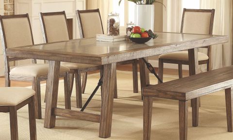 Colettte Rustic Oak Rectangular Dining Room Set From Furniture Of ... intended for Rectangular Oak Dining Table With Bench